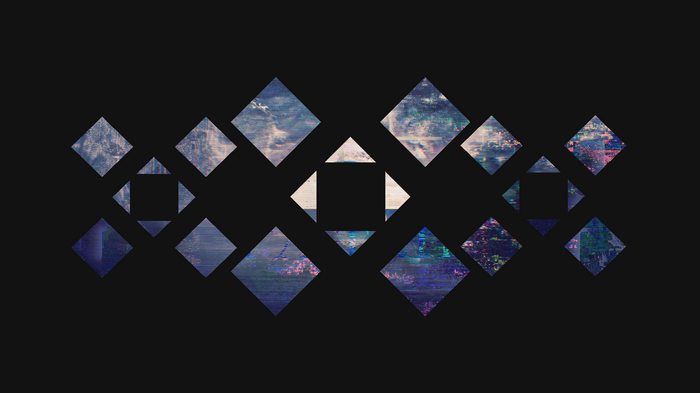 Glitch art pattern of diamonds and squares