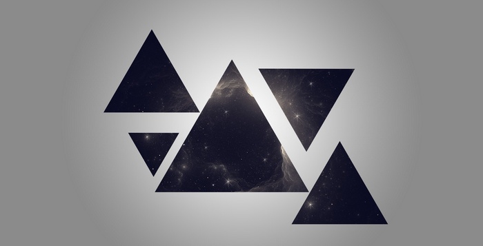 Geometric triangles with galaxy background