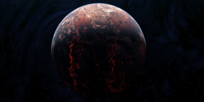 Volcanic planet in outer space
