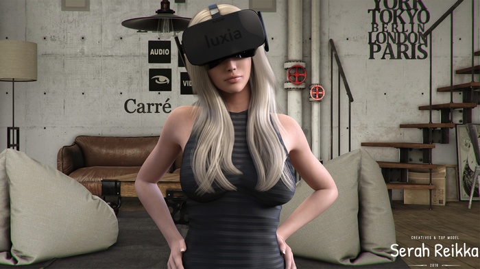 Serah Reikka wearing VR headset