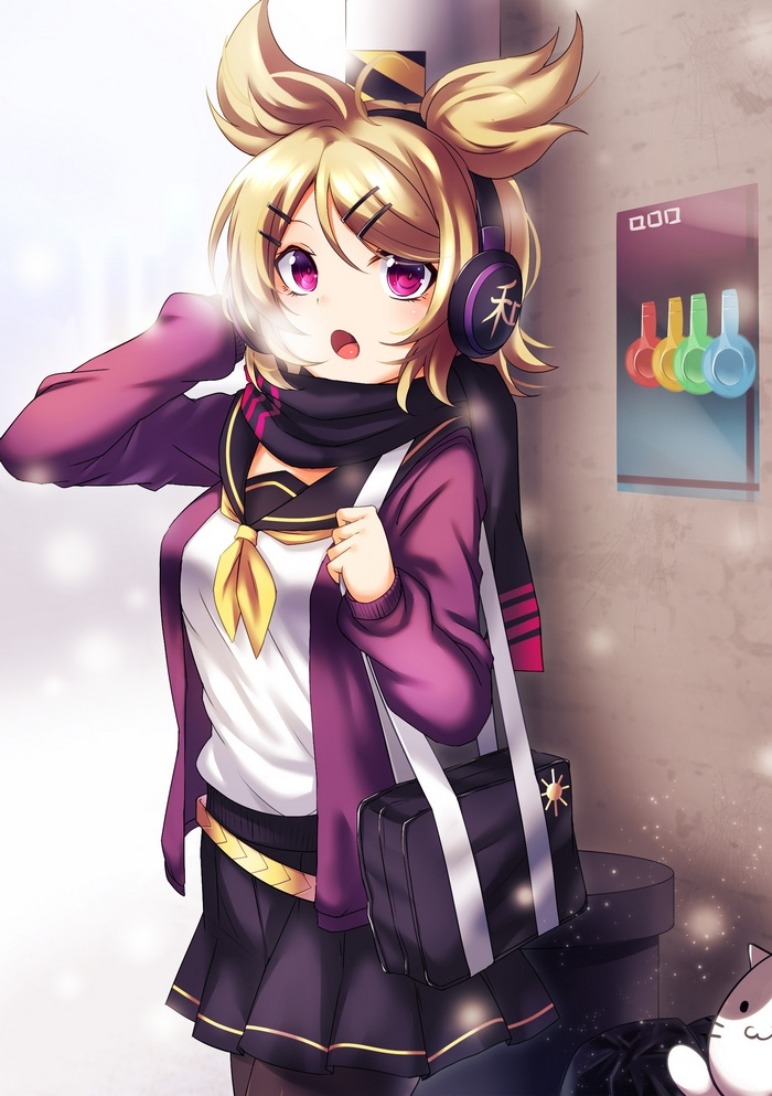 Toyosatomimi no Miko from Touhou wearing headphones