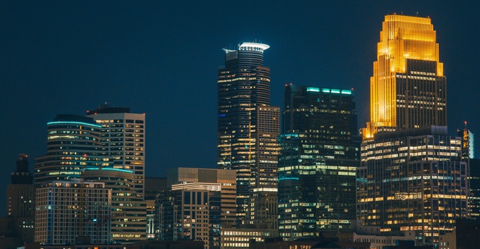Minneapolis cityscape at night