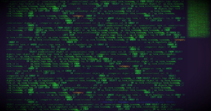 Green computer code with SQL queries