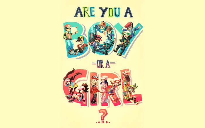 Pokemon characters asking "Are you a boy or a girl?"
