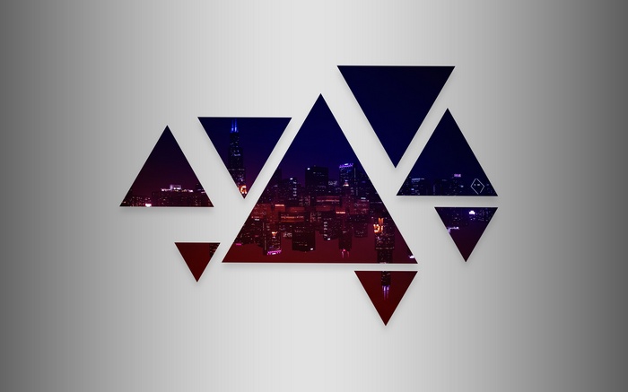 Abstract Chicago Cityscape with Triangles