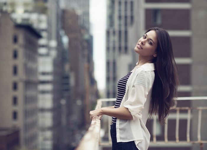 Nina Jade Napoletano on a New York City Balcony