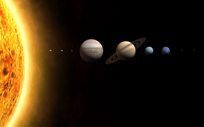 The Sun and planets of the solar system