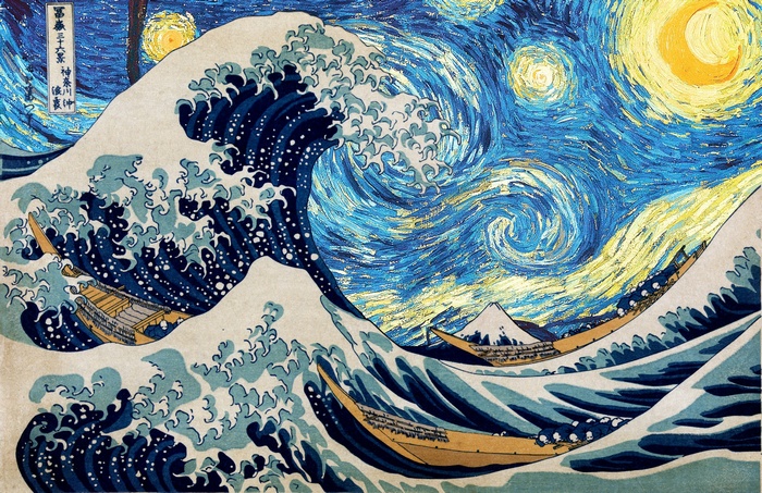 starry night, Hokusai, Vincent van Gogh, The Great Wave off Kanagawa