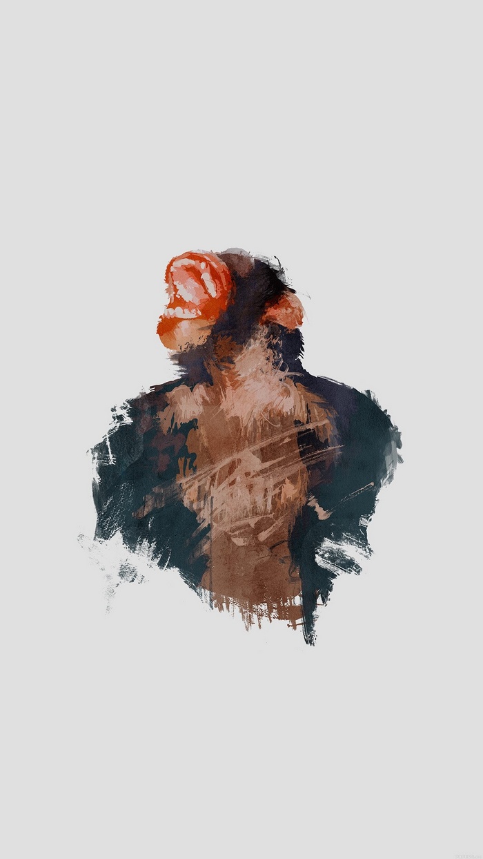 Painting of a monkey with an open mouth