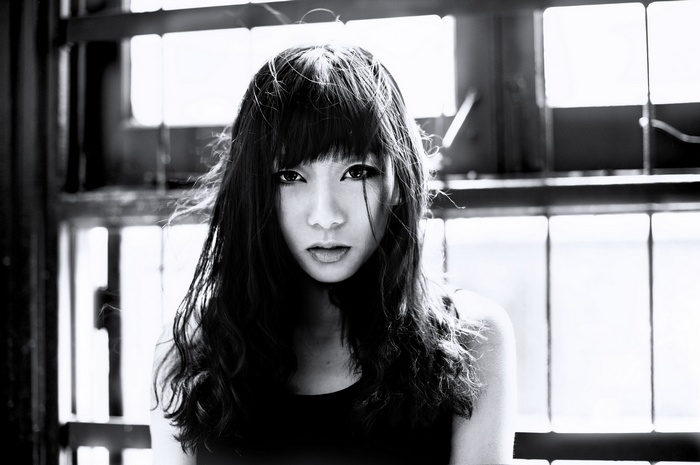 Monochrome portrait of an Asian woman