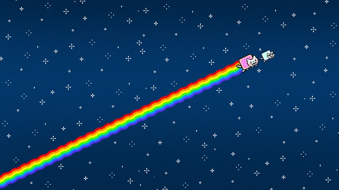 memes, minimalism, sky, simple, simple background, Nyan Cat
