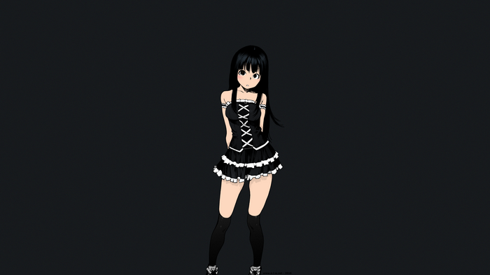 Anime girl with black hair in a maid outfit