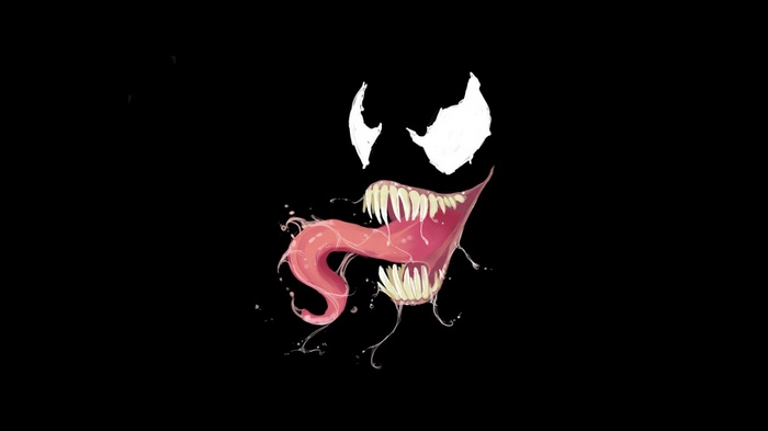 Venom's Mouth and Eyes on Black Background