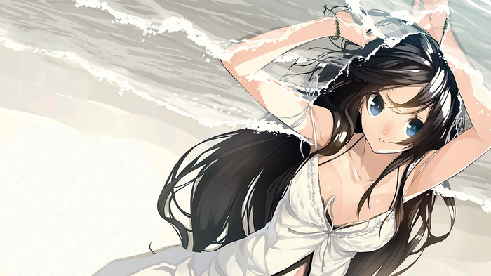 Fan art of a girl from Soul Worker at the beach