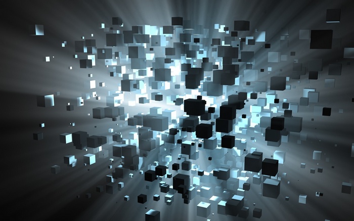 Abstract 3D cubes with light rays