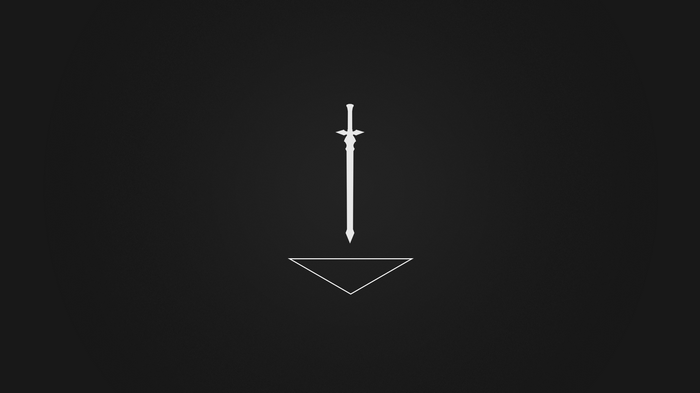 Minimalist white sword on black background