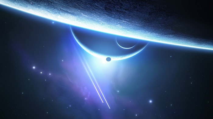 Space art with planets and stars