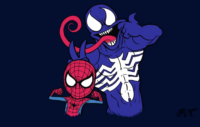 Spider-Man and Venom cartoon illustration