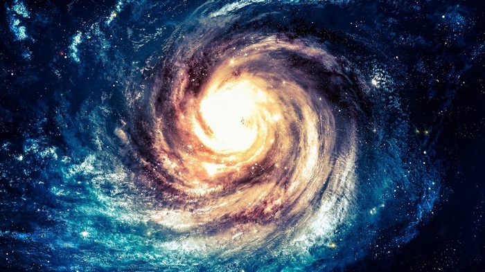 Spiral Galaxy with Stars and Nebula