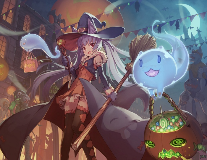 Halloween Witch and Ghosts with Candy