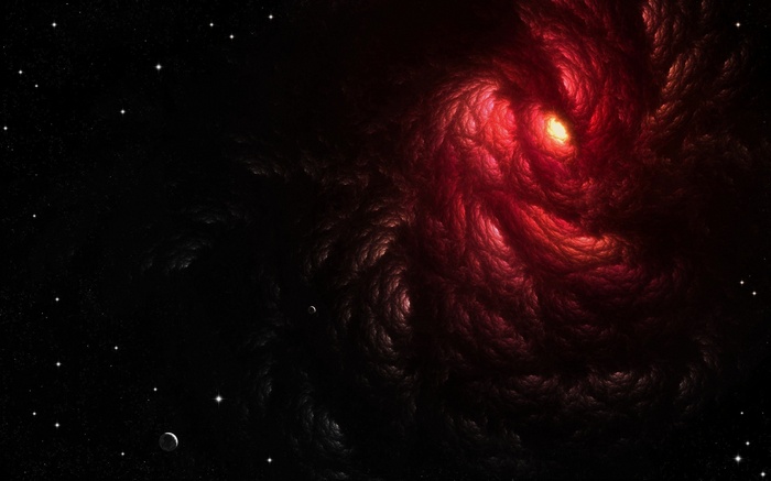 Red nebula and stars in deep space