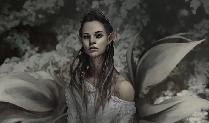 Fantasy elf girl with intricate markings