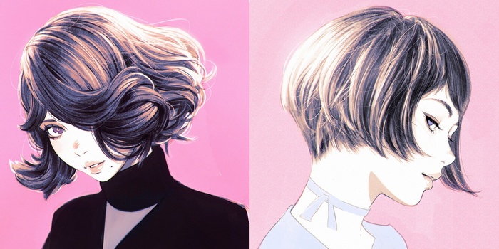 Ilya Kuvshinov's illustrations of two women with short hair