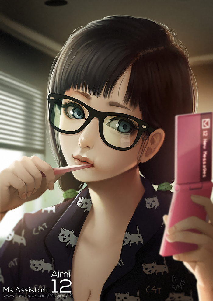 Aimi Ms.Assistant 12 anime girl brushing teeth