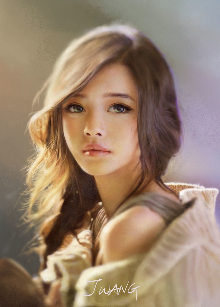 Illustration of a young woman with brown hair