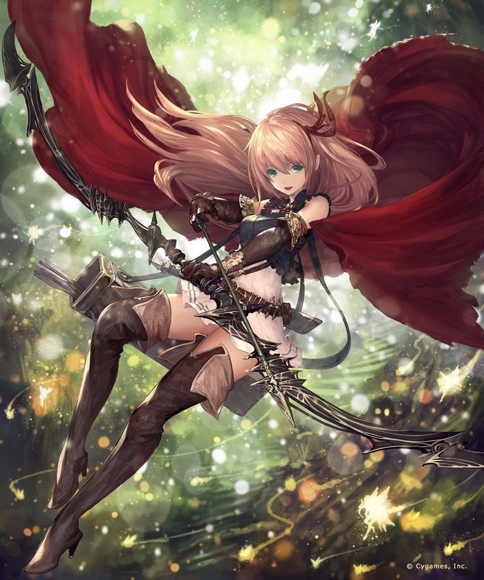Arisa from Shadowverse with a bow and red cape