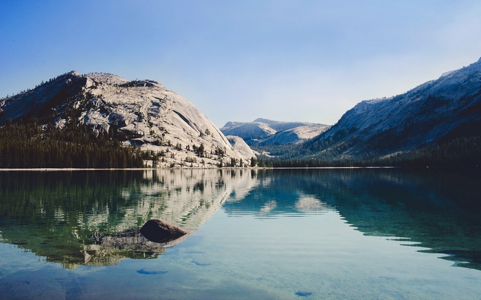 Lake with mountains and reflections