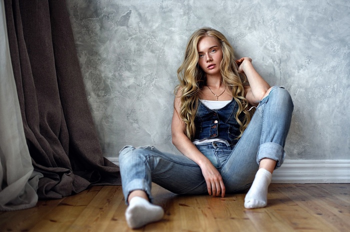 jeans, blonde, women