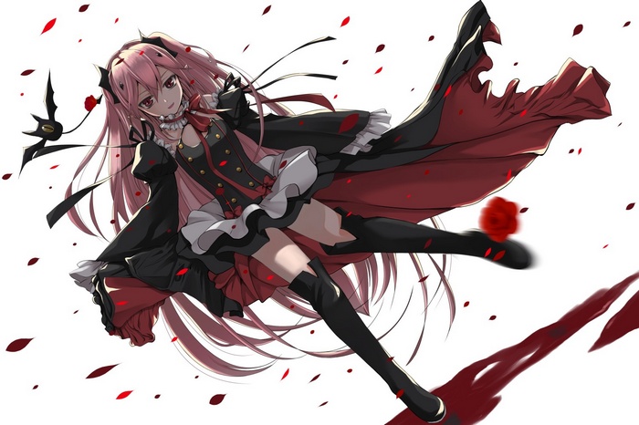 Krul Tepes from Owari No Seraph with bats and blood