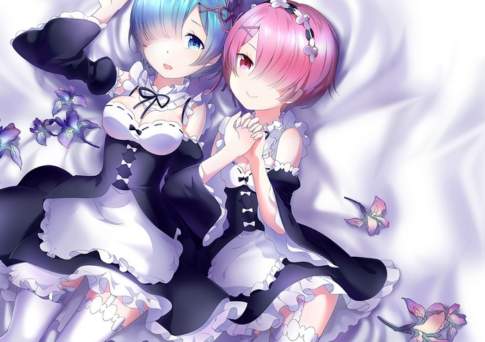 4524731 Maid Rem Re Zero Headdress Blue Hair Aqua Eyes Re Zero