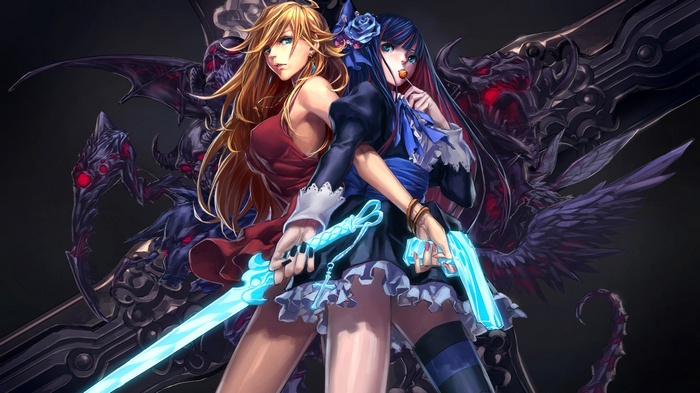 Panty and Stocking with Garterbelt anime girls with weapons
