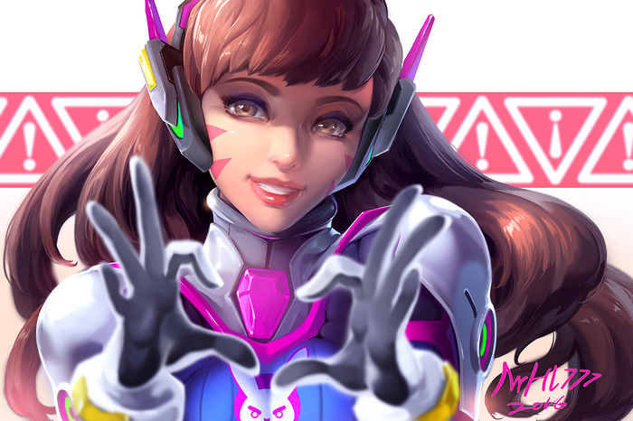 D.Va from Overwatch making a heart shape with her hands