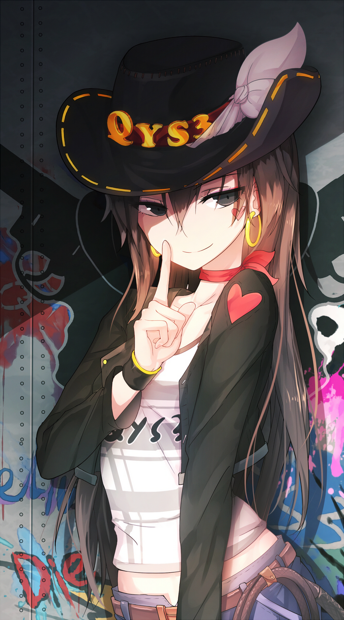 Anime girl with hat and whip