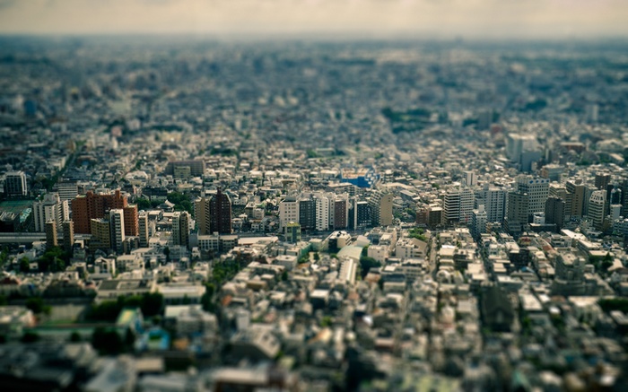 Tokyo cityscape with tilt-shift effect