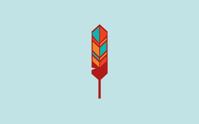 Minimalist feather illustration with geometric patterns