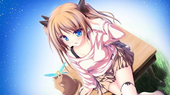 Anime girl with blue eyes and blonde hair