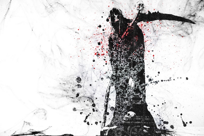 Grim Reaper with Scythe and Skull