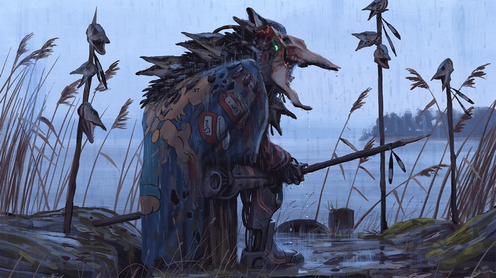 Simon Stålenhag's Rogue Robot in a Flood Landscape