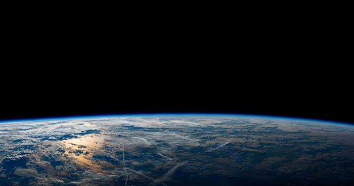 Earth from space with clouds and ocean
