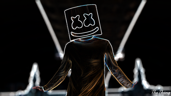 Marshmello with neon outline