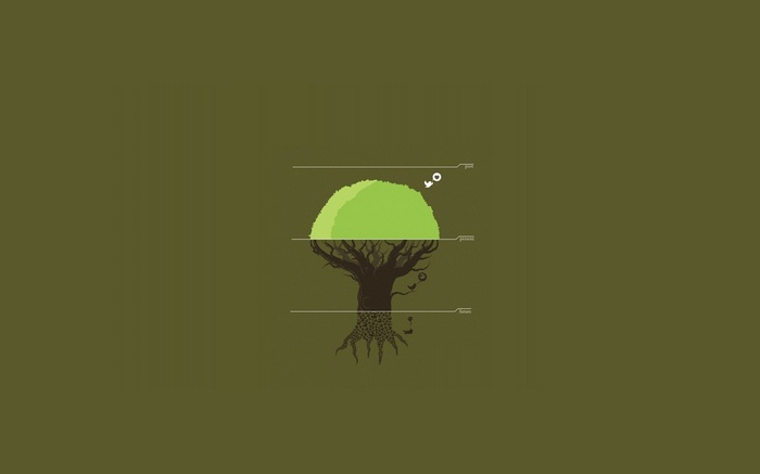 Minimalist tree with roots and branches