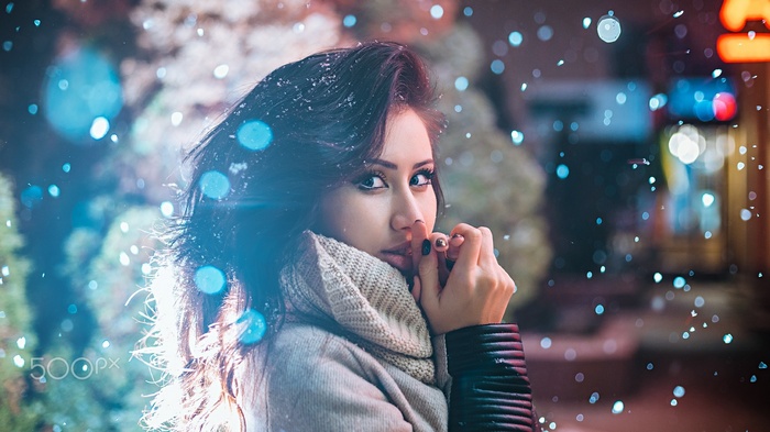 Portrait of Rimma Ajmetzhanova in the snow
