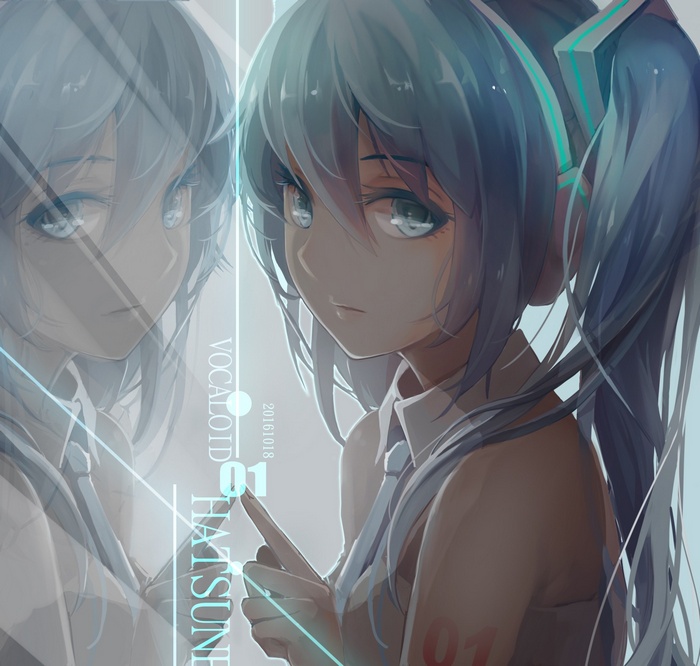 Hatsune Miku Vocaloid with reflection