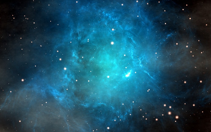Blue and teal nebula with stars