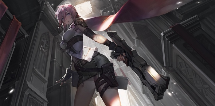 Lightning Farron with Gunblade in Final Fantasy XIII