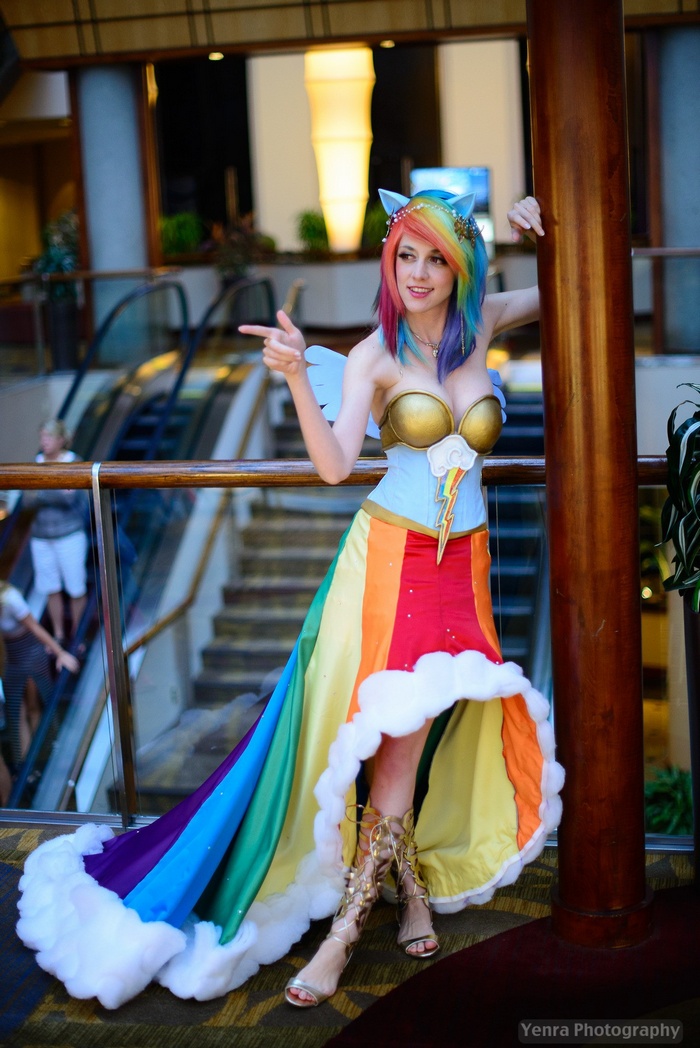 Rainbow Dash Cosplayer Posing Indoors